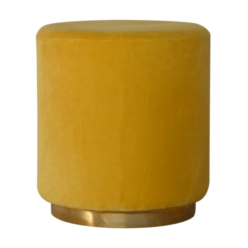 Canada IN818 - Mustard Velvet Footstool with Gold Base Suppliers