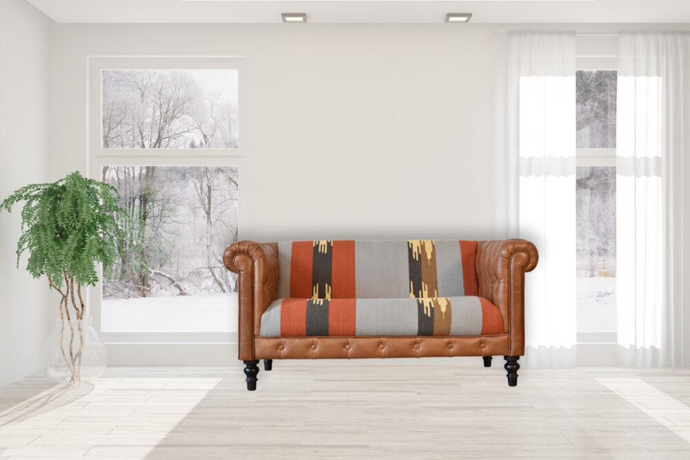 Durrie & Leather Mixed Sofa - Image 10