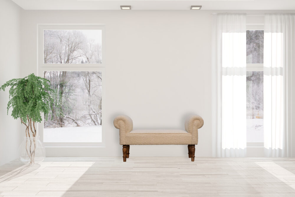 Boucle Cream Bench - Image 10