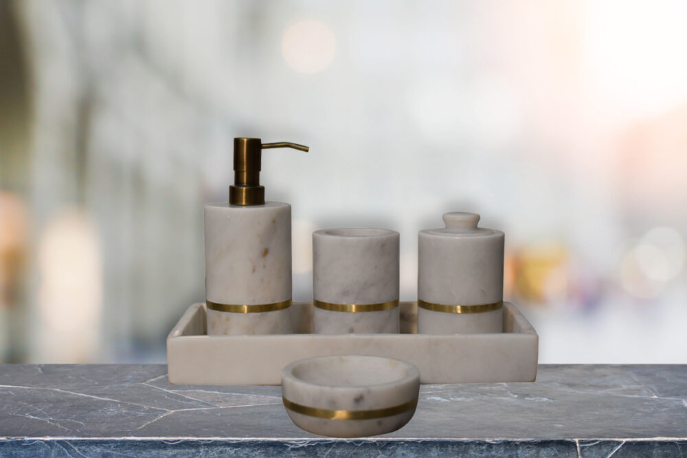 Brass Inlay Bathroom Set of 5 - Image 10