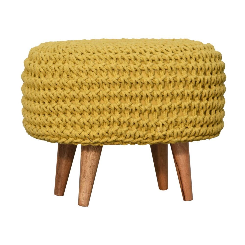 Keeva Mustard Oblong Footstool - Image 3