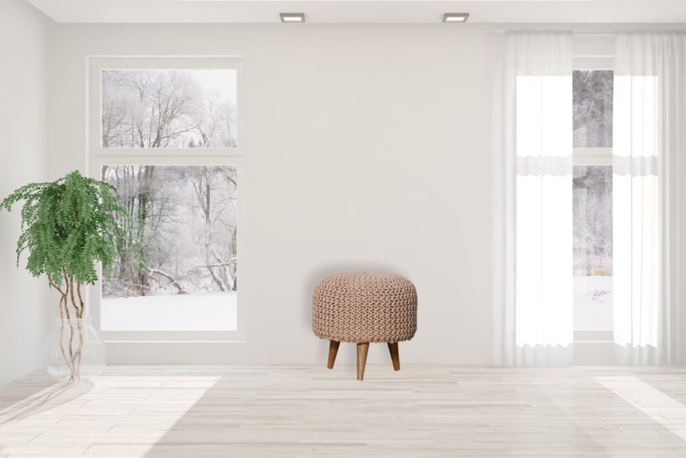 Keeva Beige Round Footstool - Image 8