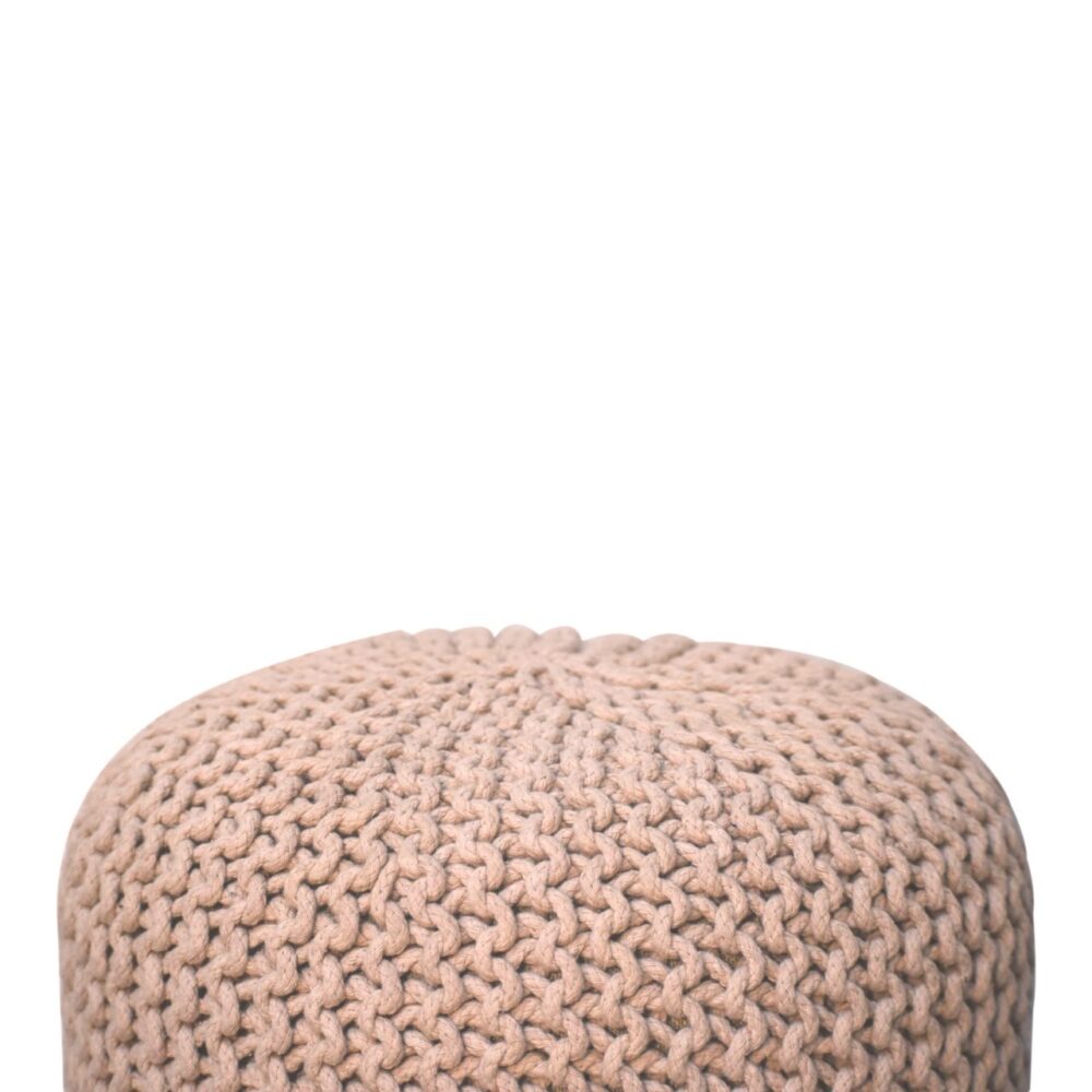 Keeva Beige Round Footstool - Image 4