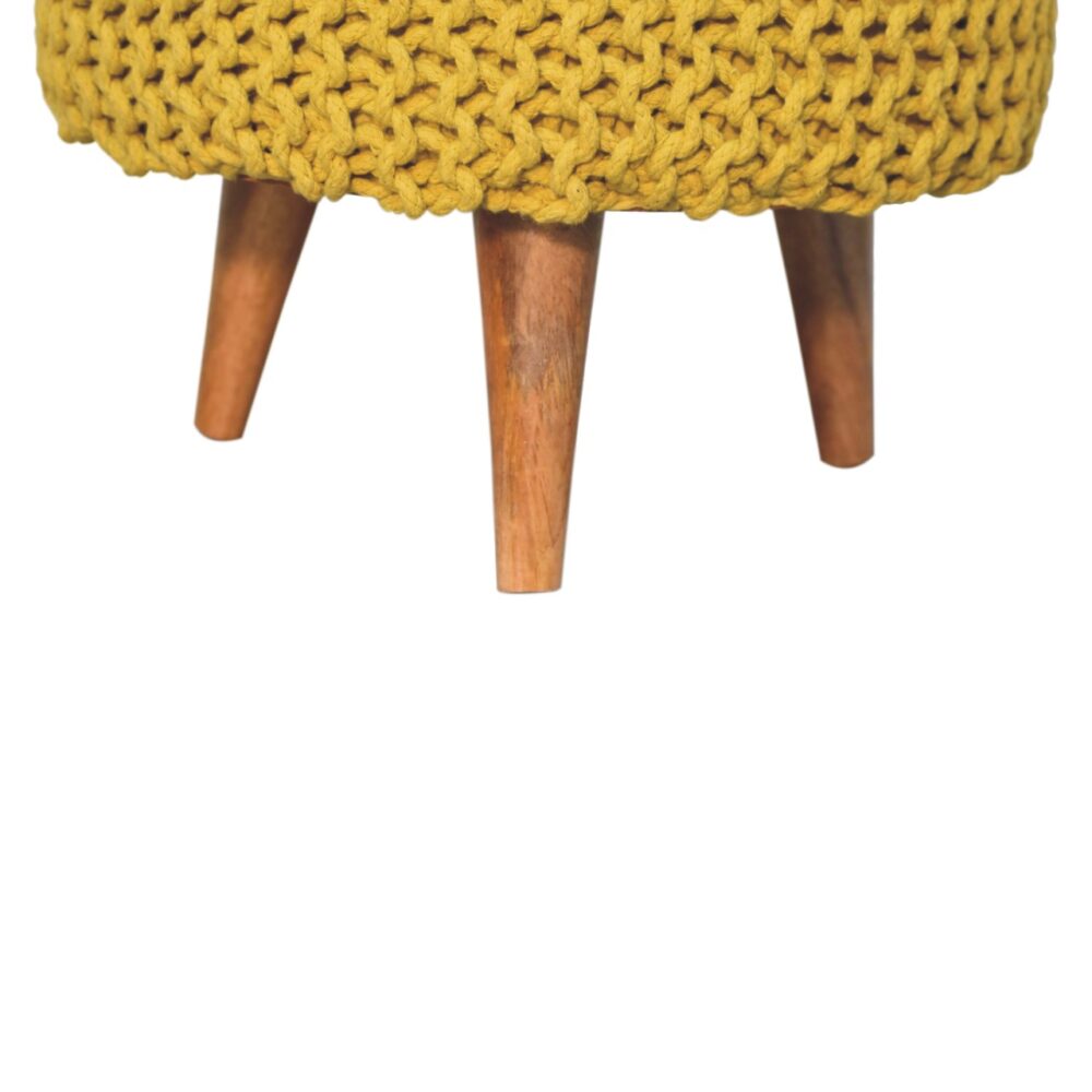 Keeva Mustard Round Footstool - Image 5