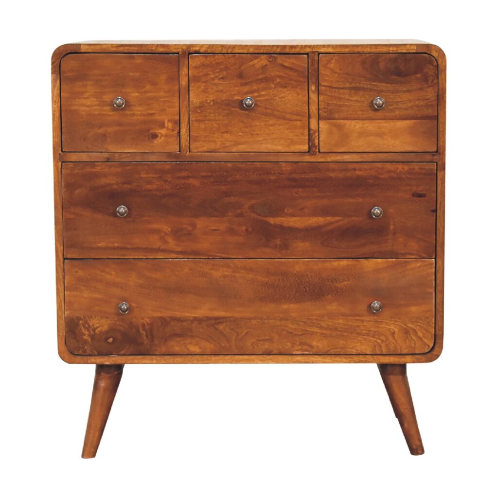Canada 3 over 2 Curved Chestnut Chest Suppliers