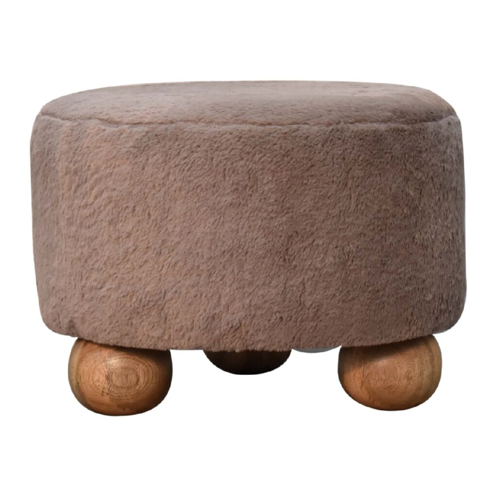 Canada Mocha Faux Fur Round Ball Footstool Suppliers