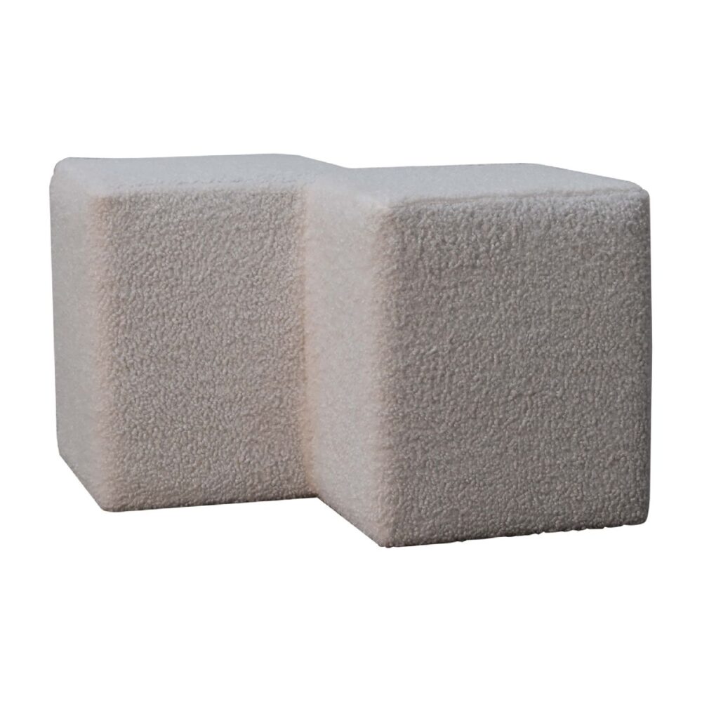 White Boucle Twin Footstool dropshipping