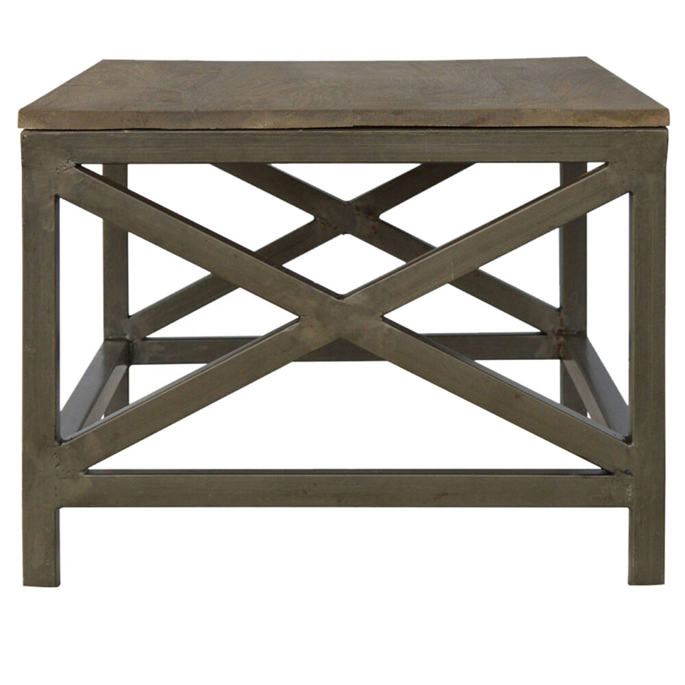Industrial Coffee Table with Criss Cross Metal Design for wholesale