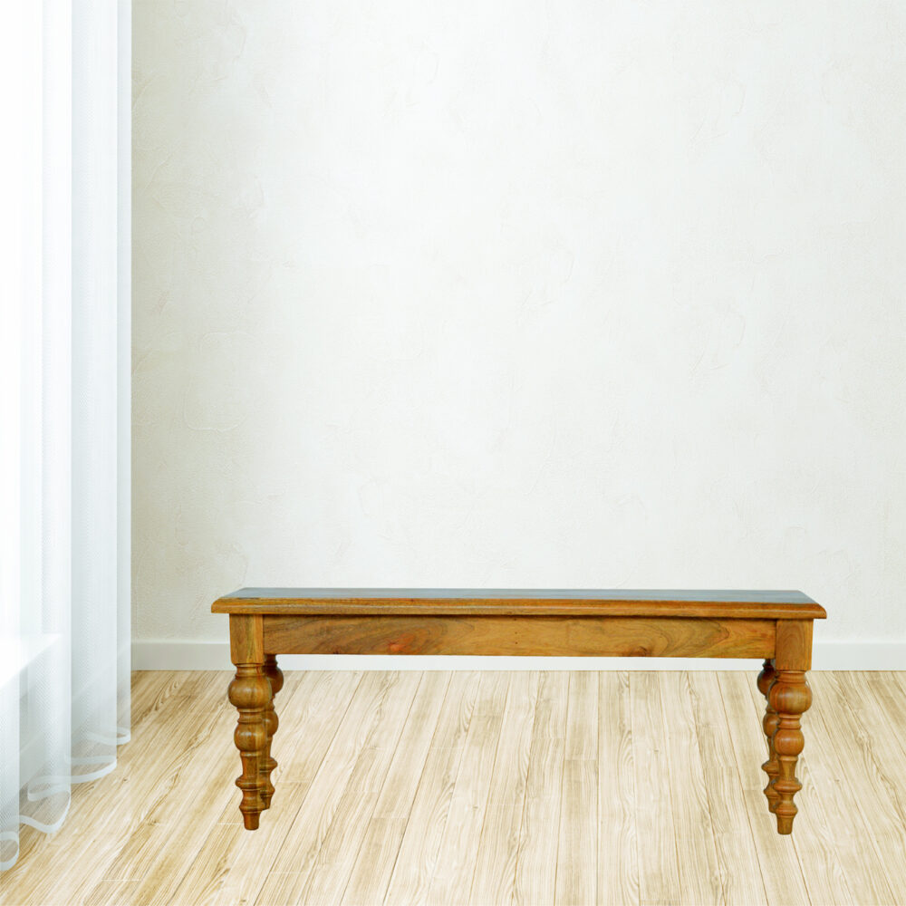 Solid Wood Bench with Turned Feet - Image 10