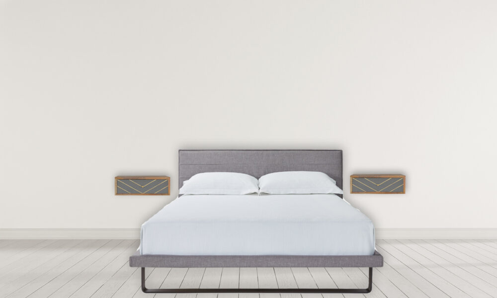 Floating Cement Brass Inlay Nightsand - Image 10