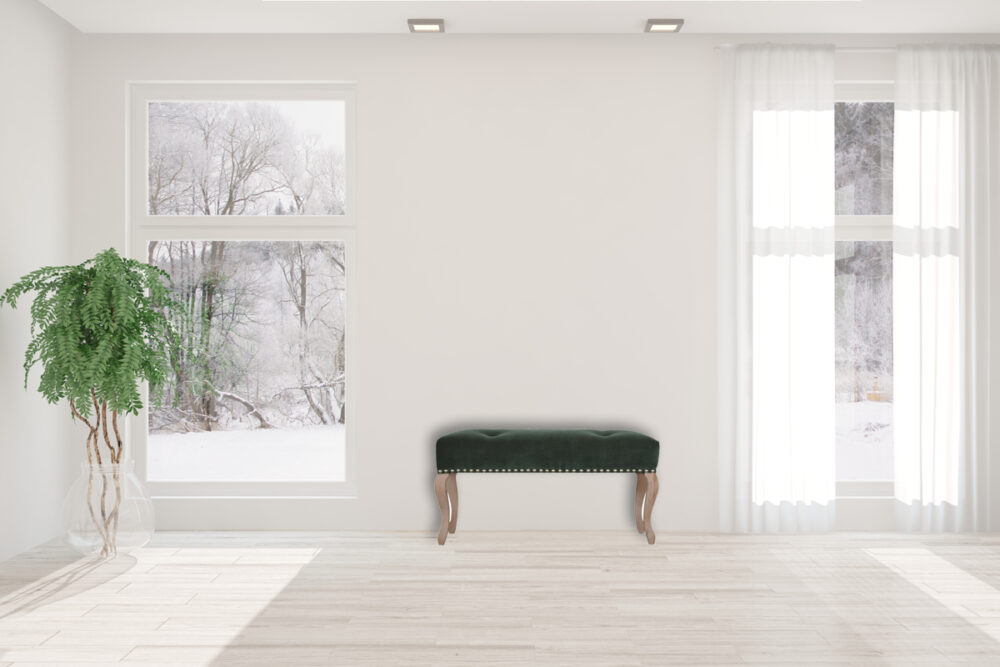 French Style Emerald Velvet Bench - Image 10