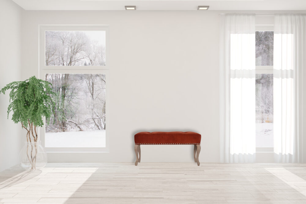 French Style Rust Velvet Bench - Image 10