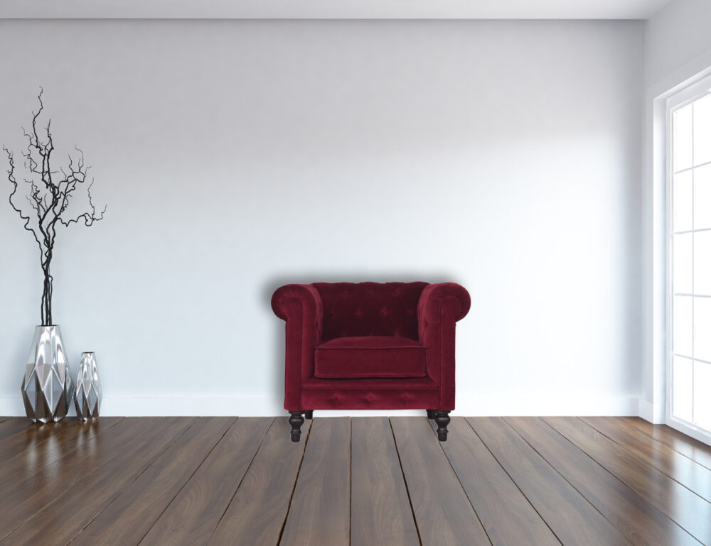 Wine Red Chesterfield Armchair - Image 10
