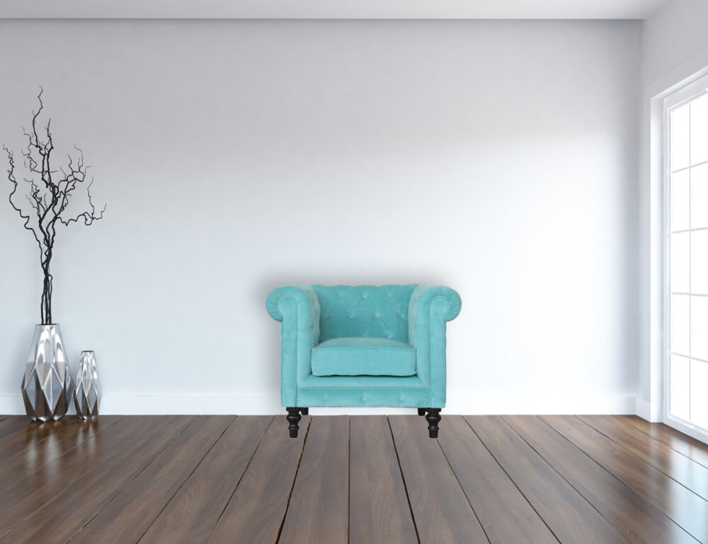 Aqua Velvet Chesterfield Armchair - Image 10