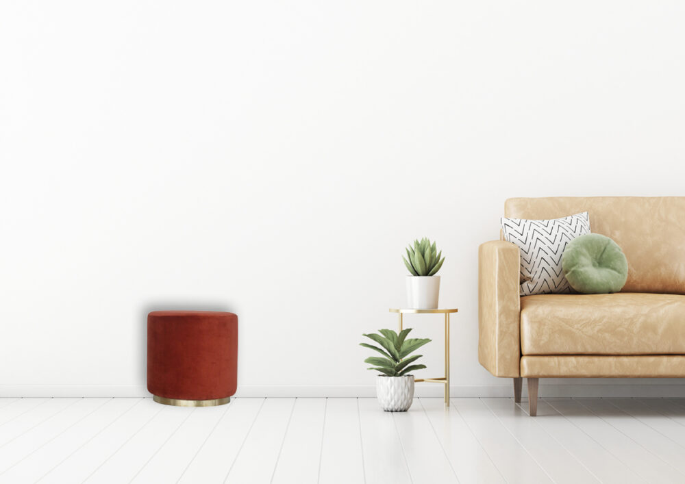 Brick Red Velvet Gold Footstool - Image 10