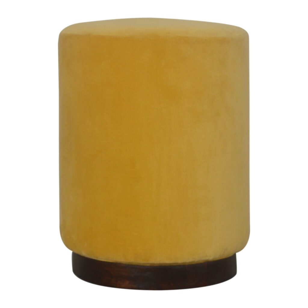 Canada Mustard Velvet Wooden Footstool Suppliers