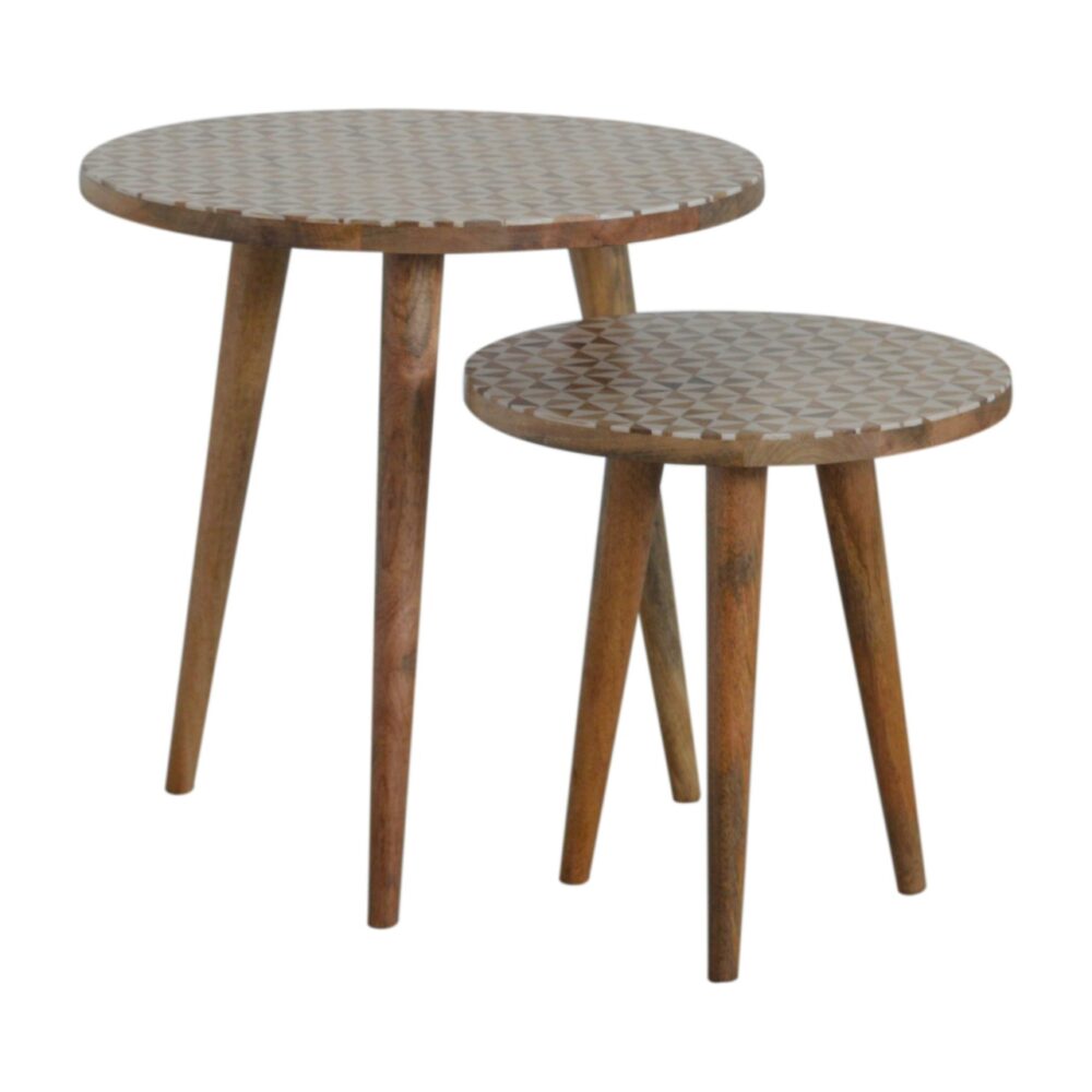 wholesale White Patterened Set of 2 Footstools for resale