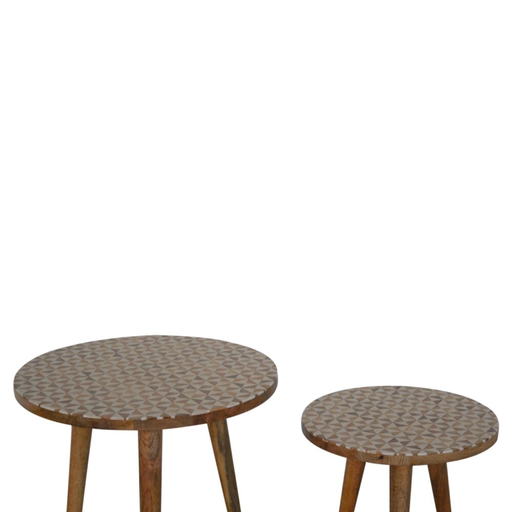 wholesale White Patterened Set of 2 Footstools for resale