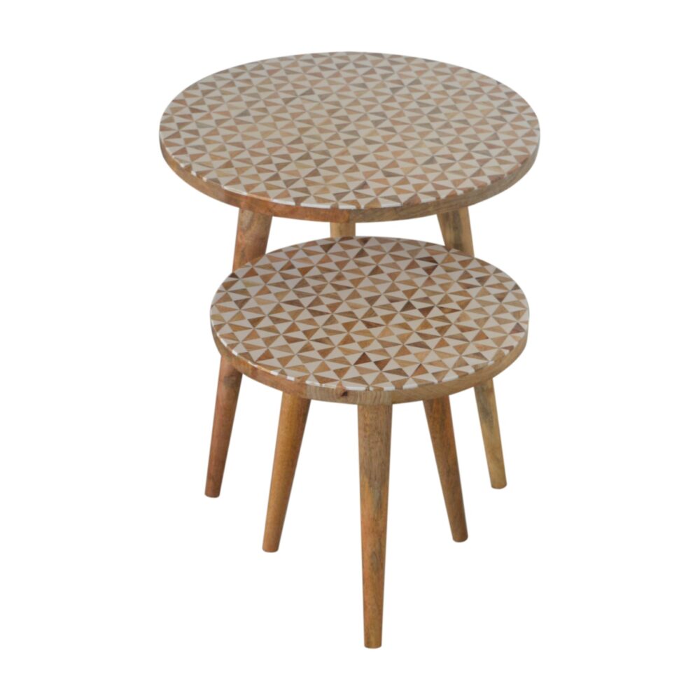 White Patterened Set of 2 Footstools for reselling