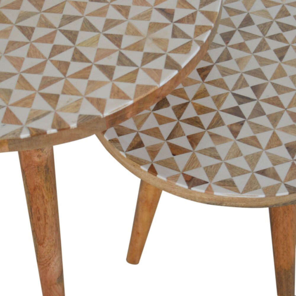 bulk White Patterened Set of 2 Footstools for resale