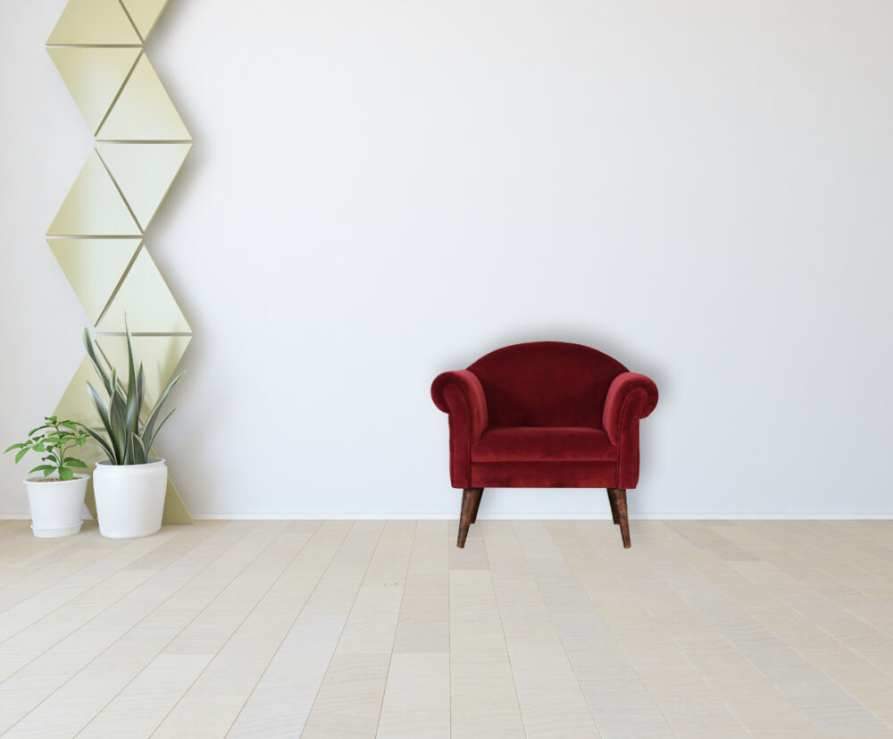 Wine Velvet Nordic Style Armchair - Image 10