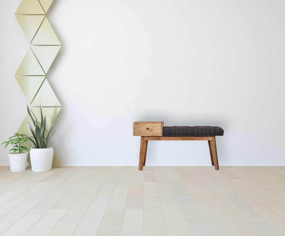 Pewter Tweed Bench with 1 Drawer - Image 10