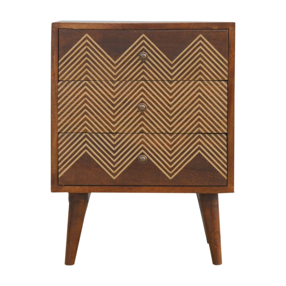 Canada 3 Drawer Brass Chevron Nightsand Suppliers