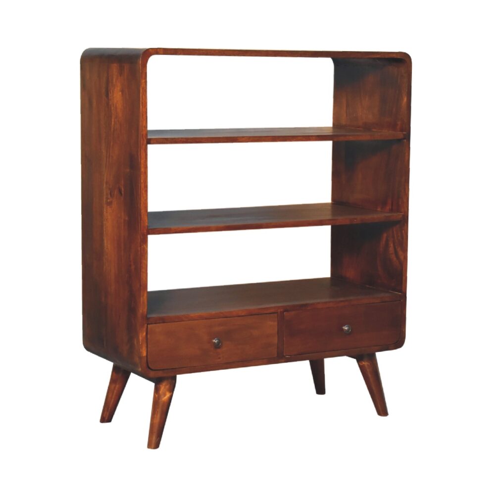 Curved Chestnut Low Bookcase - Image 3