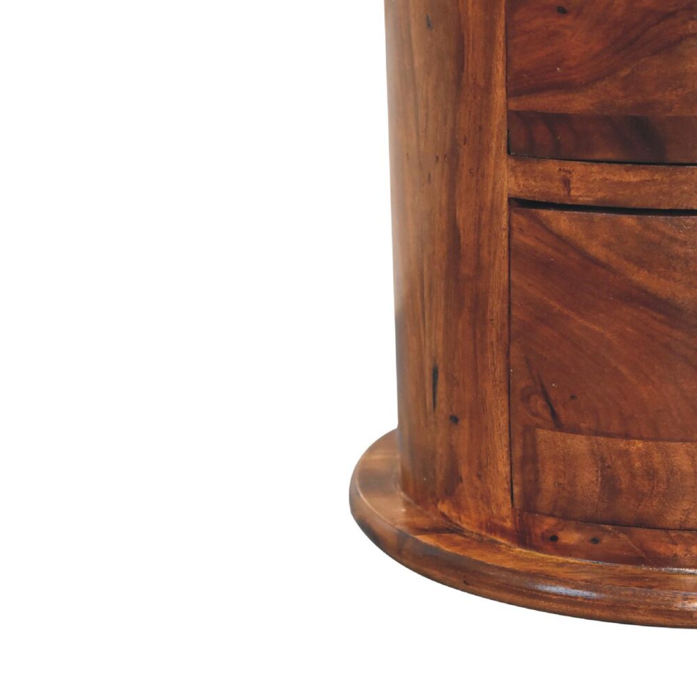3 Drawer Chestnut Sheesham Drum - Image 6