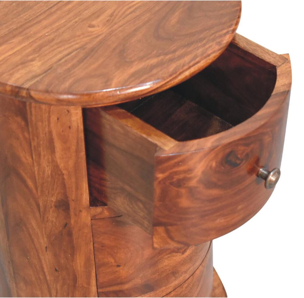 3 Drawer Chestnut Sheesham Drum - Image 7