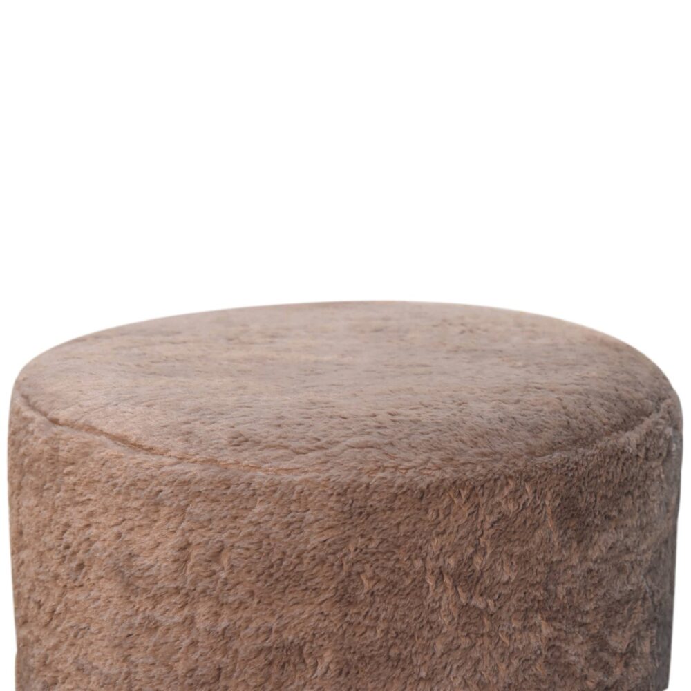 Mocha Faux Fur Round Footstool - Image 7
