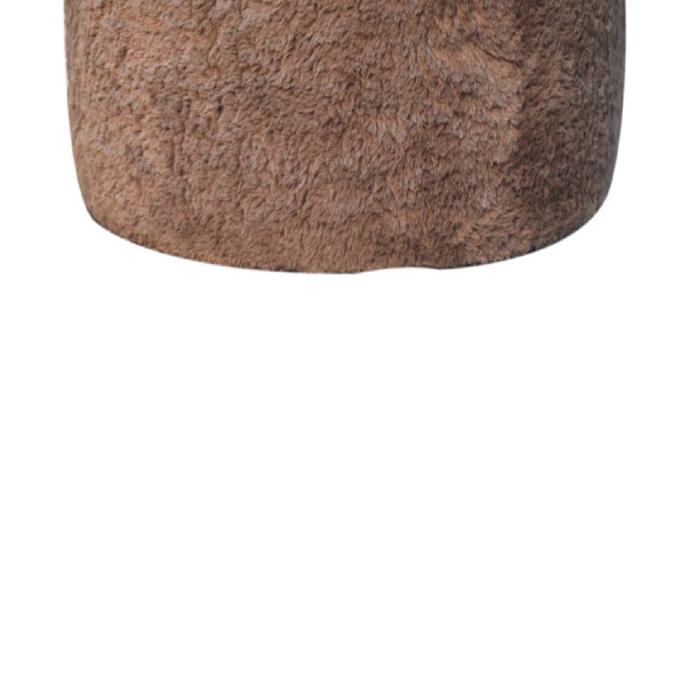 Mocha Faux Fur Round Footstool - Image 8