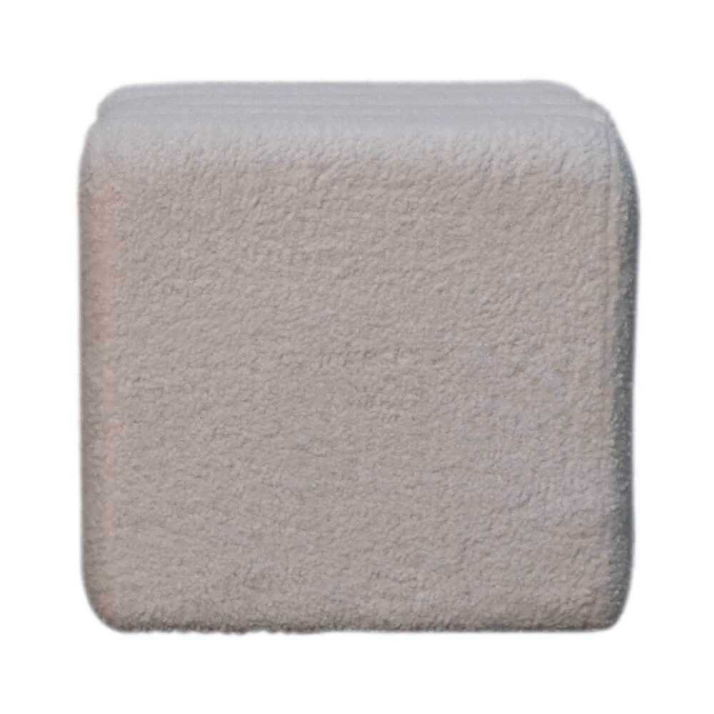 White Wavy Boucle Footstool - Image 9