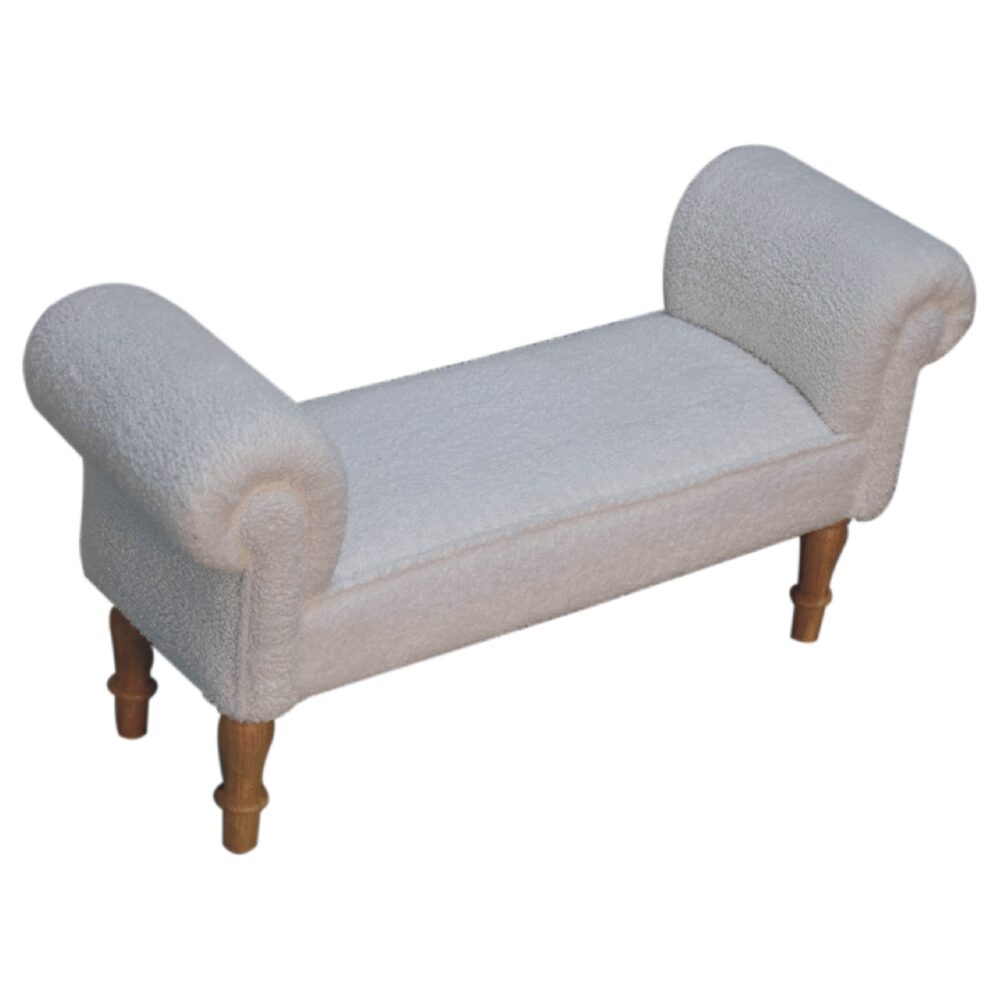 White Boucle Bedroom Bench - Image 5