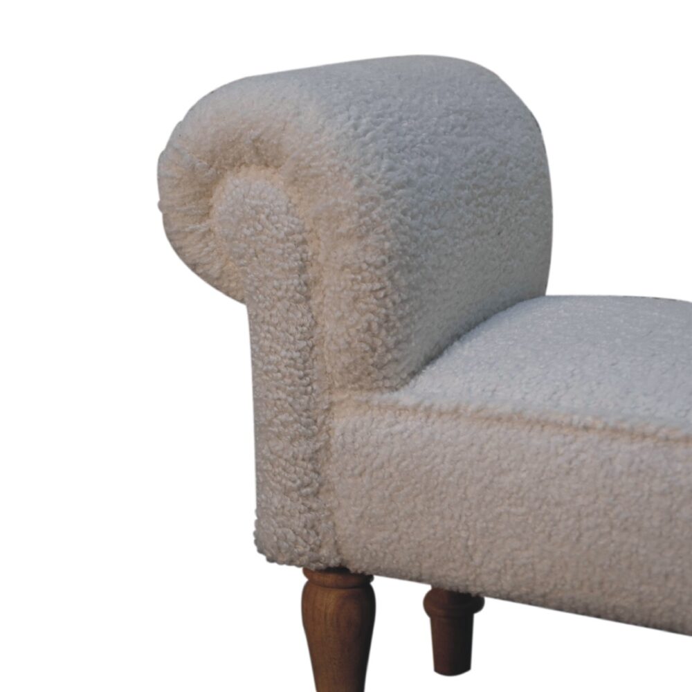 White Boucle Bedroom Bench - Image 7