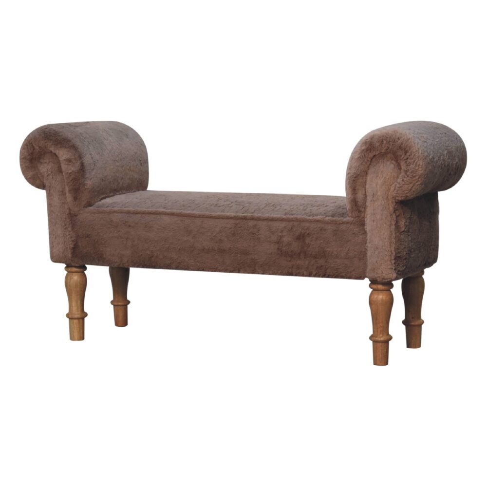 Mocha Faux Fur Bedroom Bench - Image 3