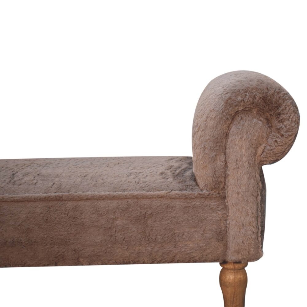 Mocha Faux Fur Bedroom Bench - Image 4