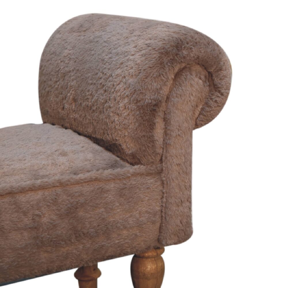 Mocha Faux Fur Bedroom Bench - Image 5