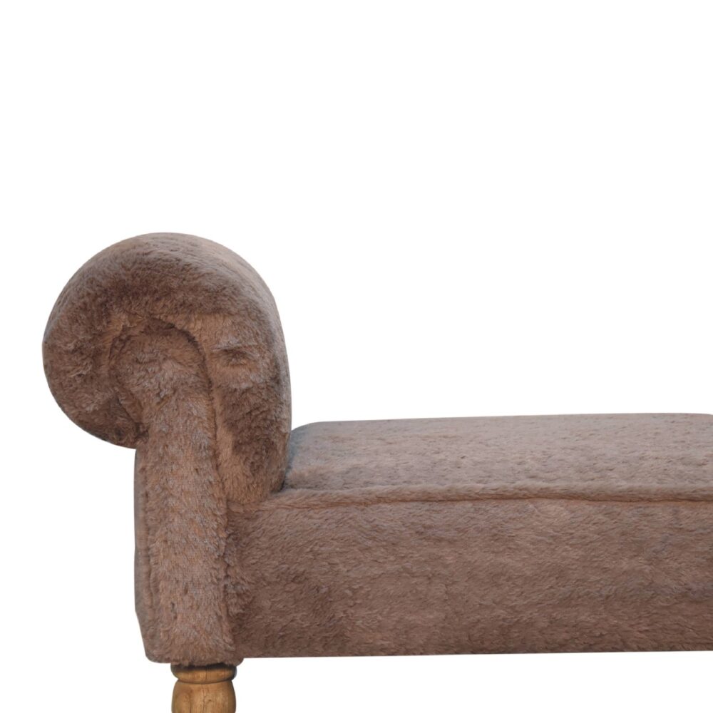 Mocha Faux Fur Bedroom Bench - Image 7