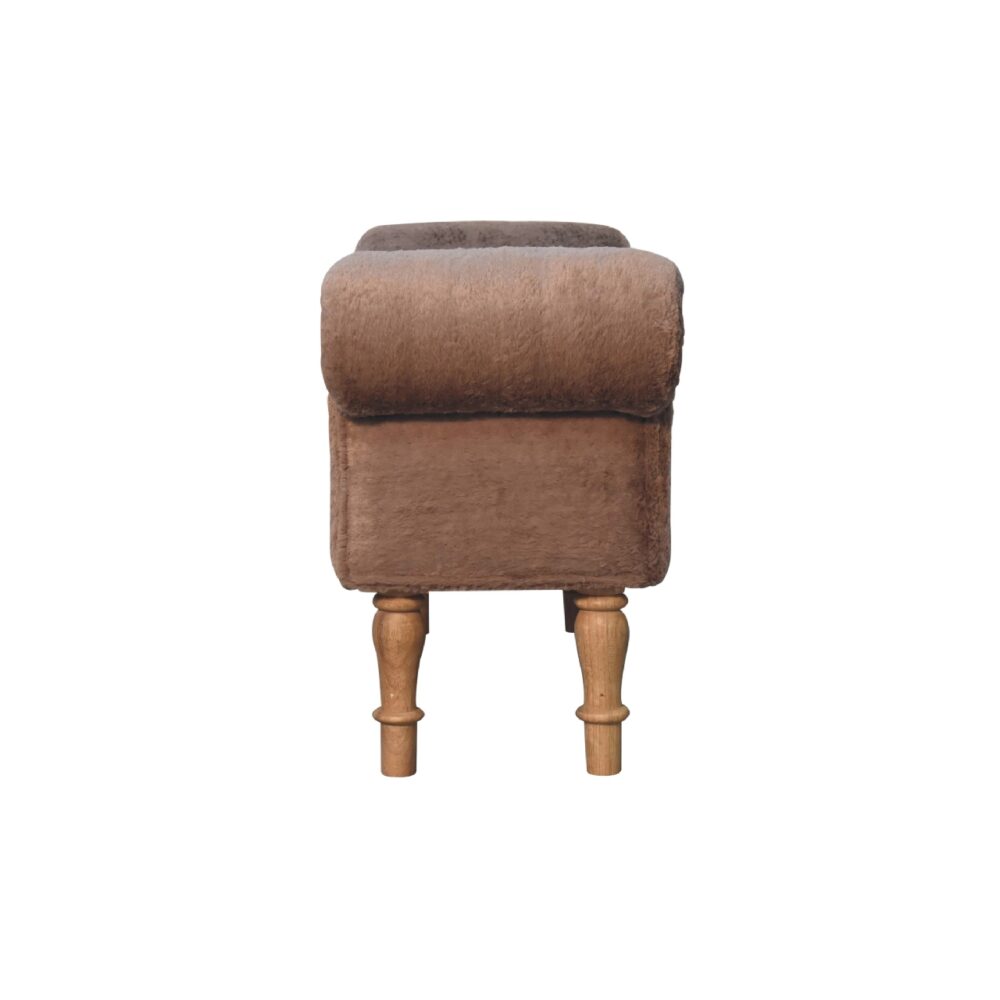 Mocha Faux Fur Bedroom Bench - Image 9
