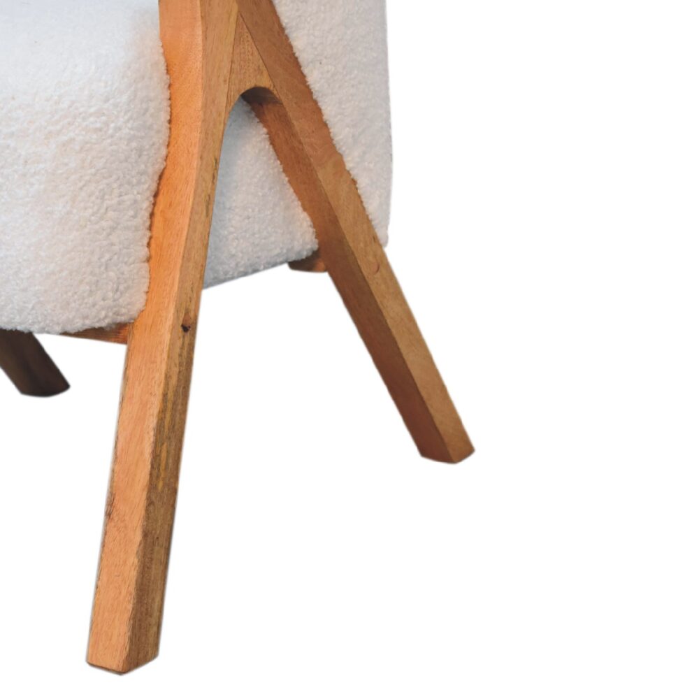 White Boucle Minimalistic Chair - Image 8