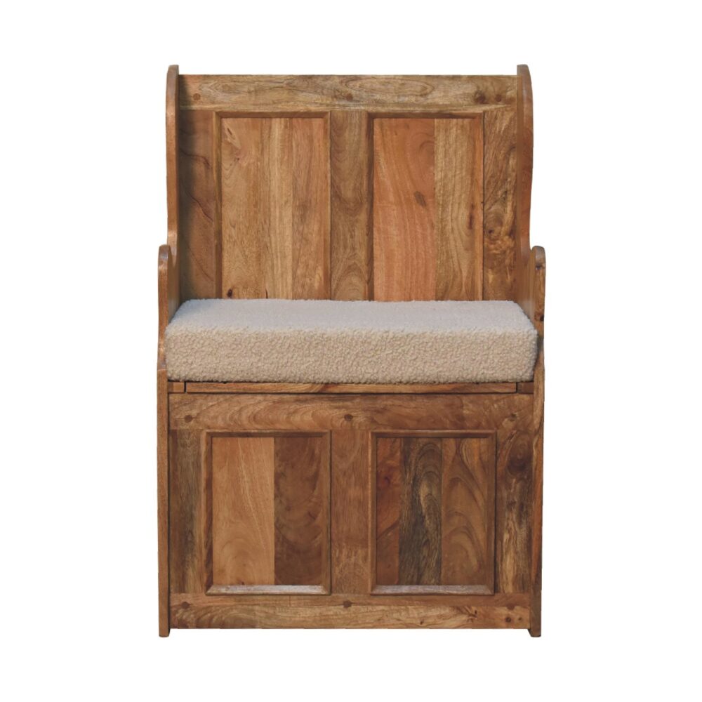Cream Boucle Mini Monks Bench - Image 2