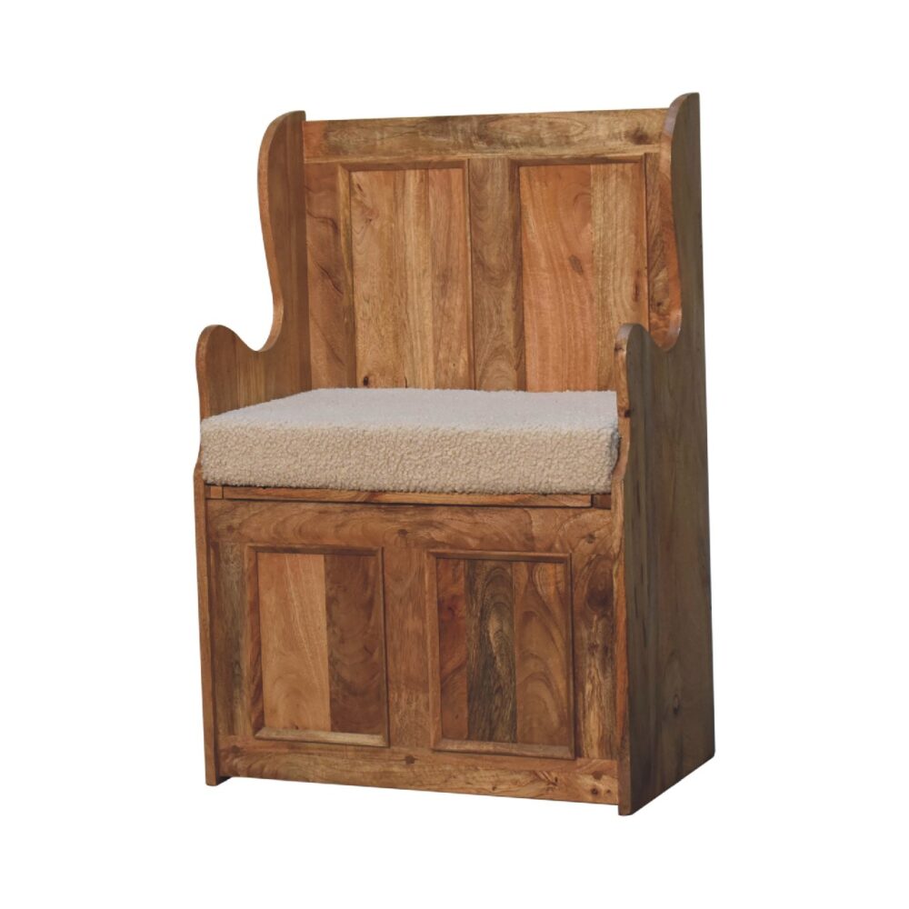 Cream Boucle Mini Monks Bench - Image 3
