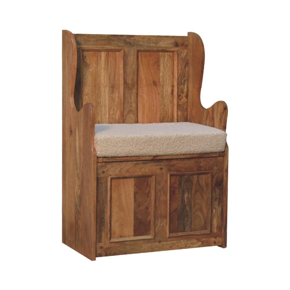 Cream Boucle Mini Monks Bench - Image 4