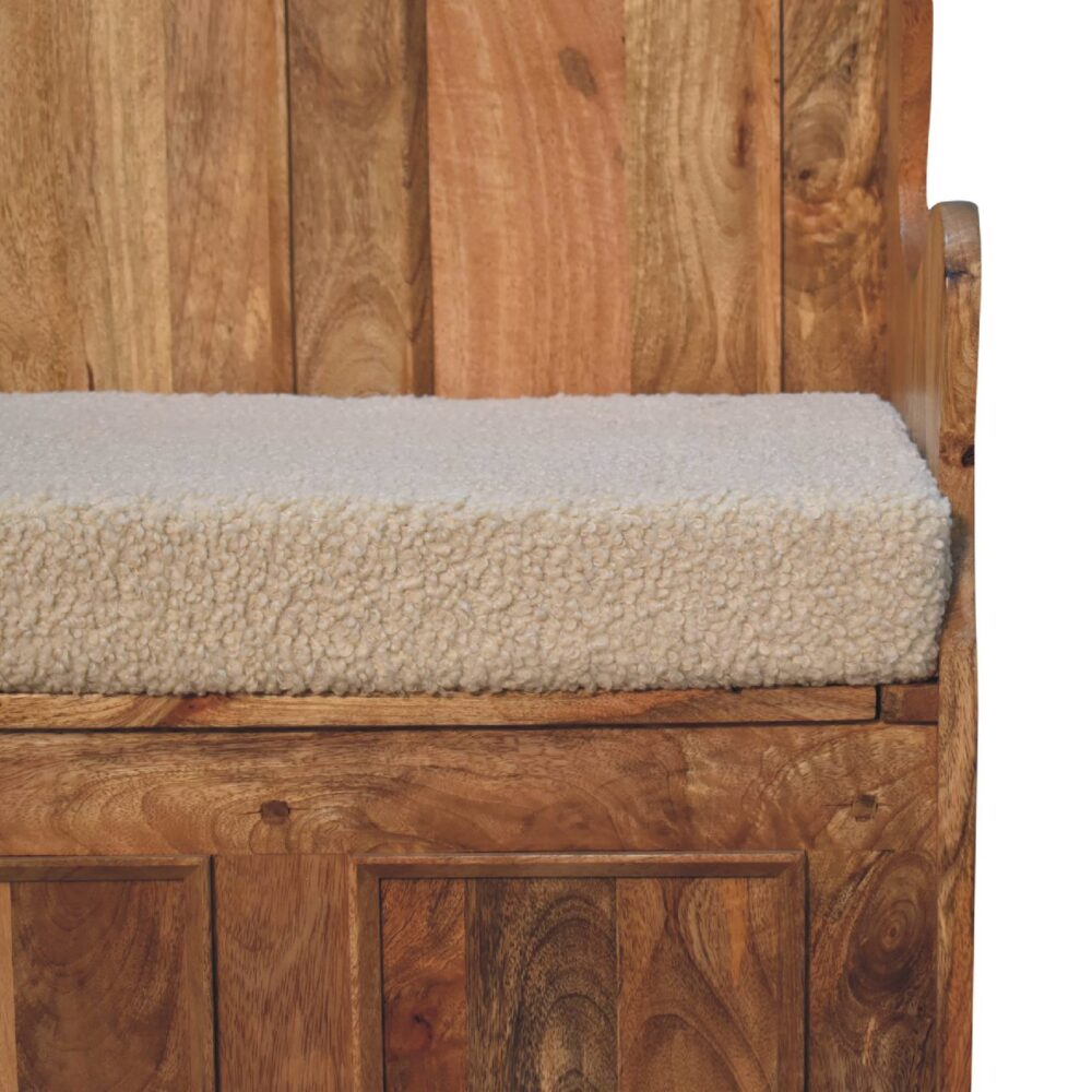 Cream Boucle Mini Monks Bench - Image 5