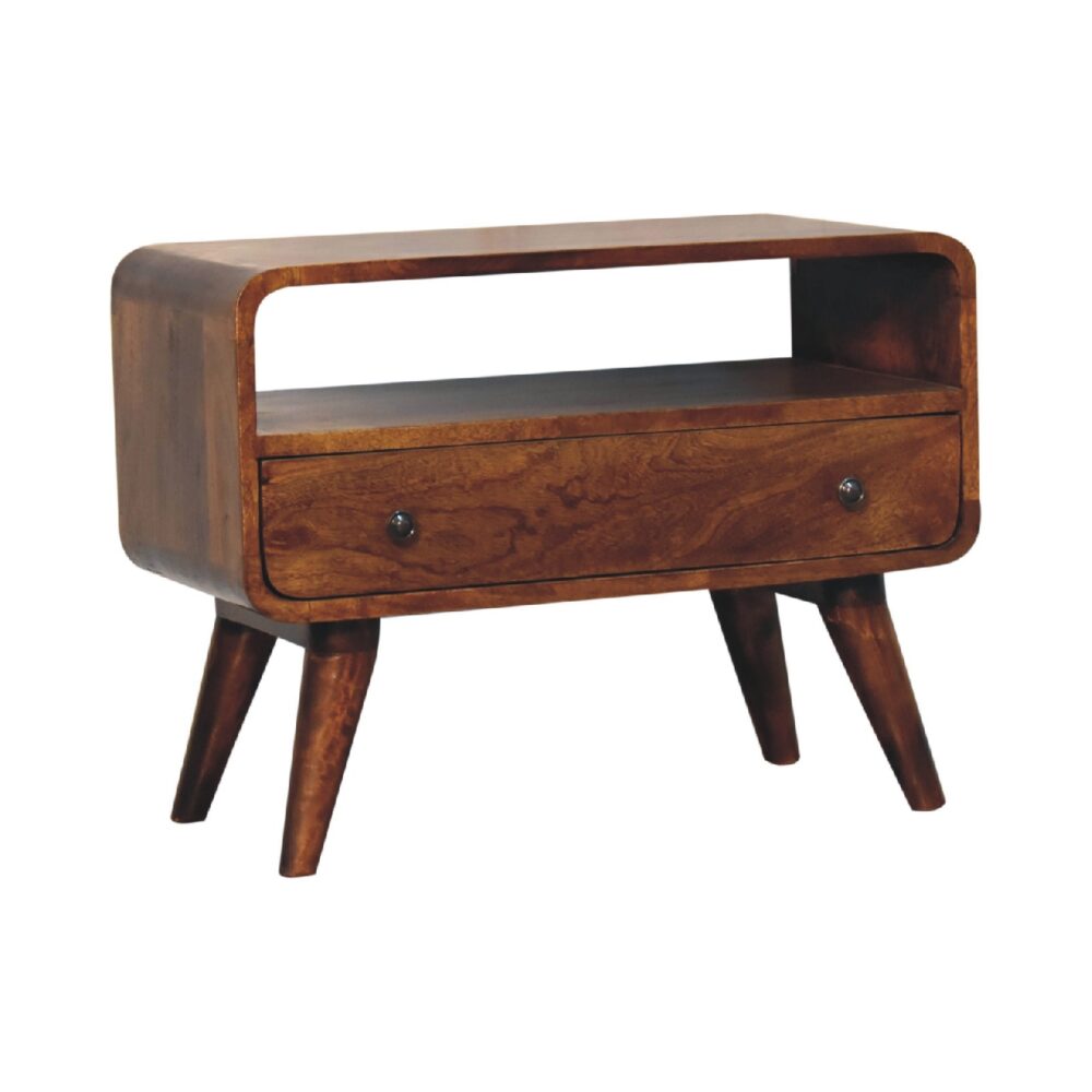 Mini Chestnut Curved Media Unit - Image 2