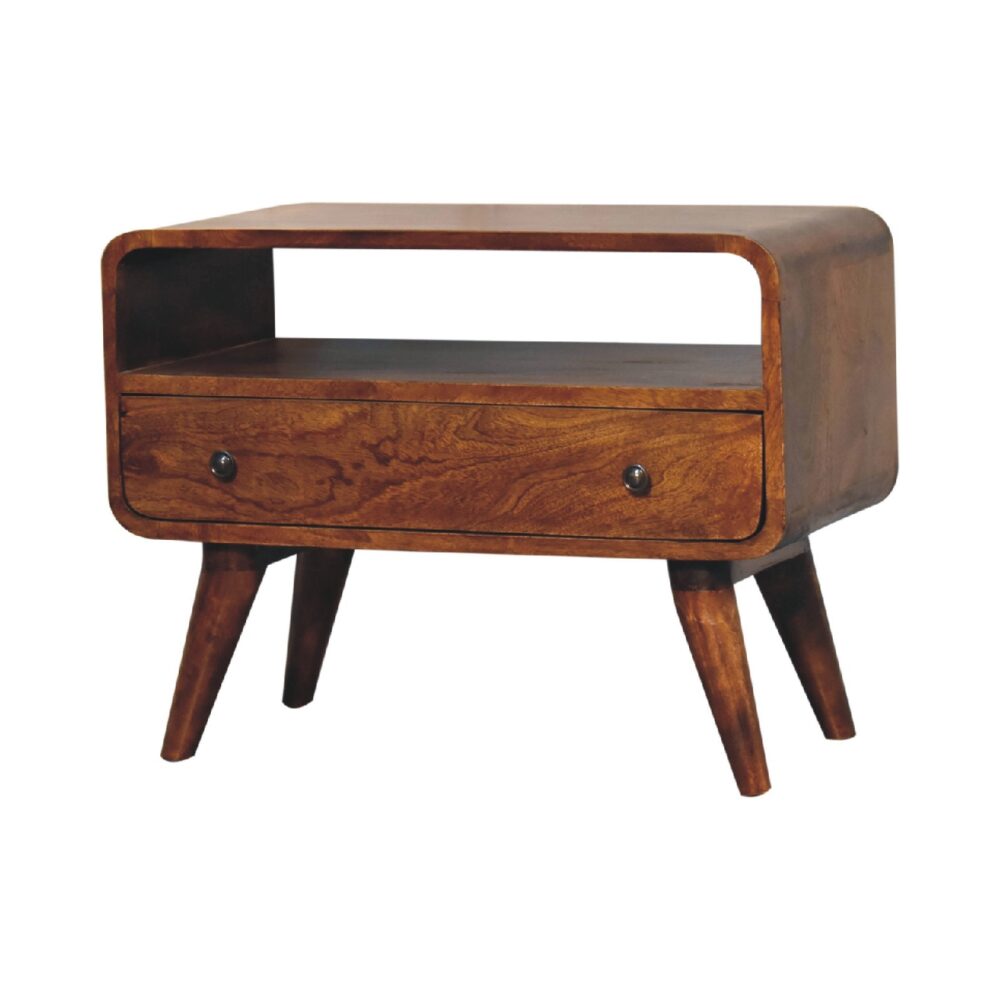 Mini Chestnut Curved Media Unit - Image 3