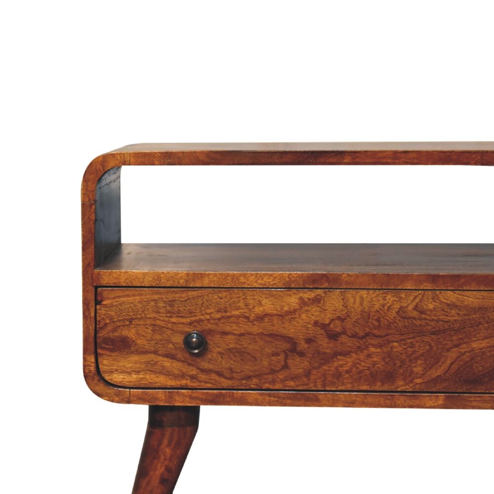 Mini Chestnut Curved Media Unit - Image 4