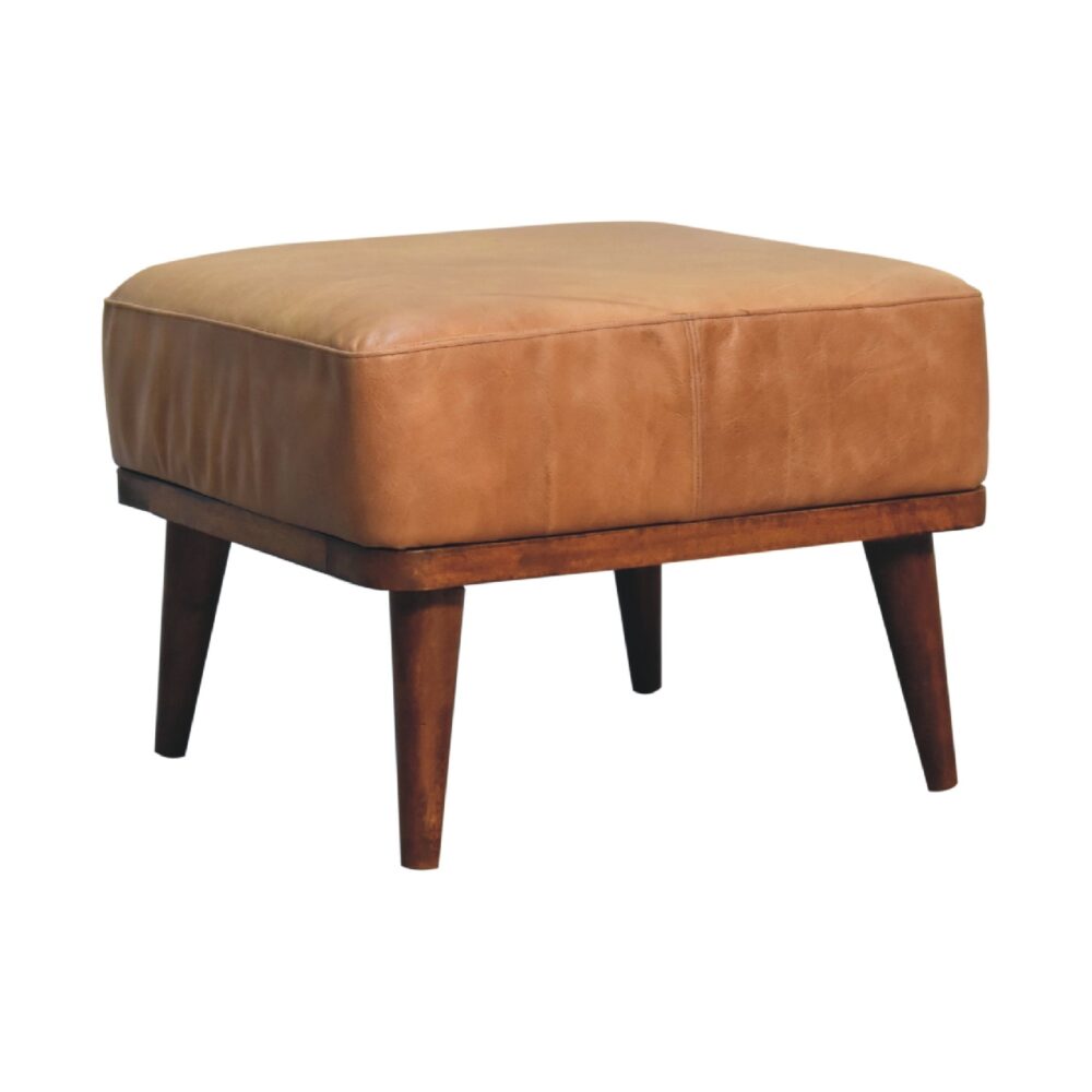 Tan Buffalo Leather Tan Footstool - Image 2