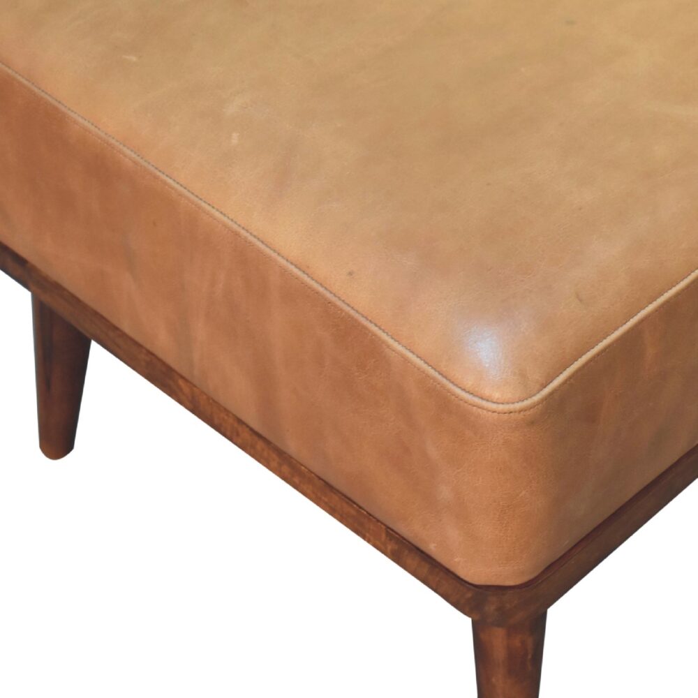 Tan Buffalo Leather Tan Footstool - Image 5